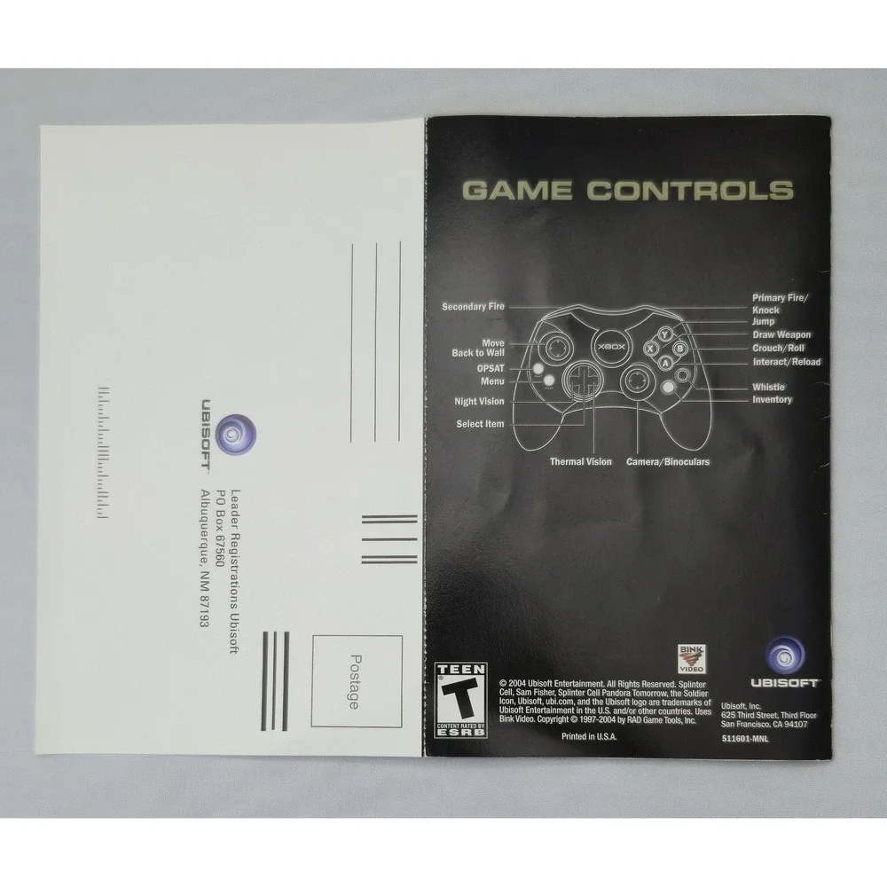 Tom Clancy's Splinter Cell Pandora Tomorrow Xbox 2004 - CIB‎ W/ Reg Card Tested